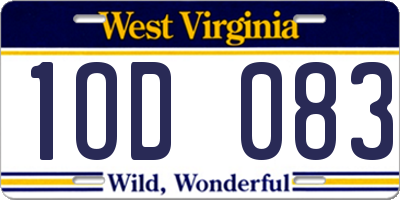 WV license plate 1OD083