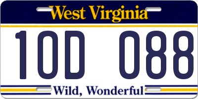 WV license plate 1OD088