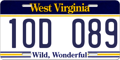 WV license plate 1OD089