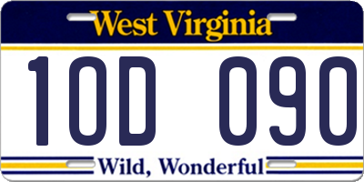WV license plate 1OD090