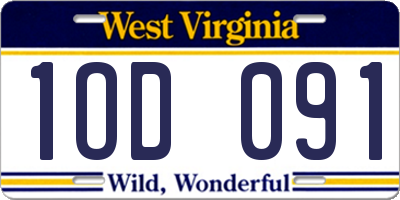 WV license plate 1OD091