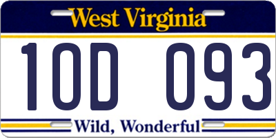 WV license plate 1OD093
