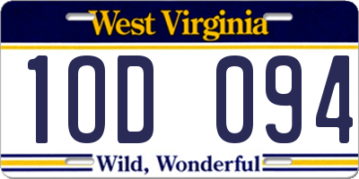 WV license plate 1OD094