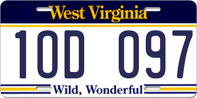 WV license plate 1OD097