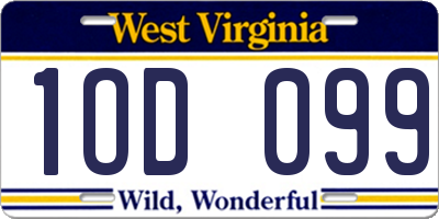 WV license plate 1OD099
