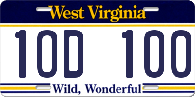 WV license plate 1OD100