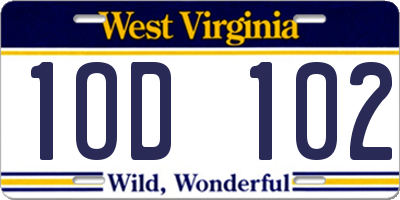 WV license plate 1OD102