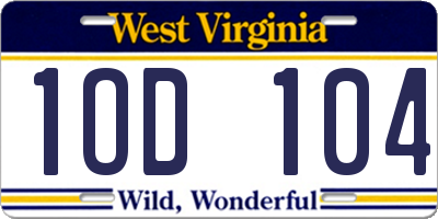 WV license plate 1OD104