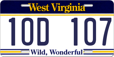 WV license plate 1OD107