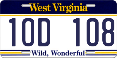 WV license plate 1OD108