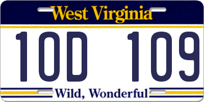 WV license plate 1OD109