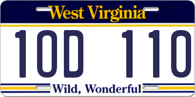 WV license plate 1OD110