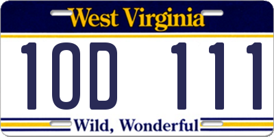 WV license plate 1OD111