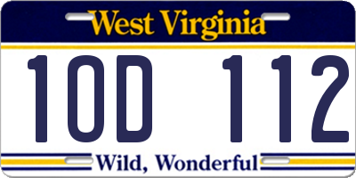 WV license plate 1OD112