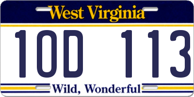 WV license plate 1OD113