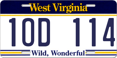 WV license plate 1OD114
