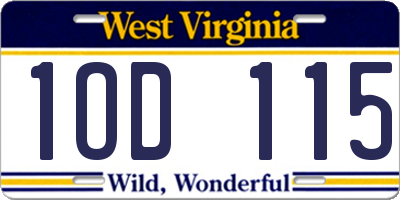 WV license plate 1OD115
