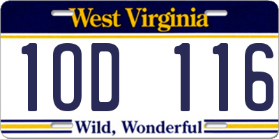 WV license plate 1OD116