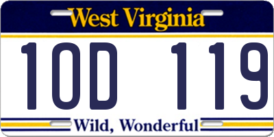 WV license plate 1OD119