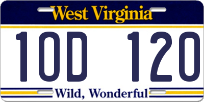 WV license plate 1OD120