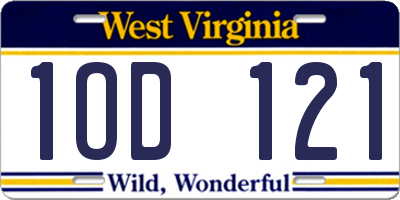 WV license plate 1OD121