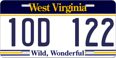 WV license plate 1OD122