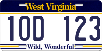 WV license plate 1OD123