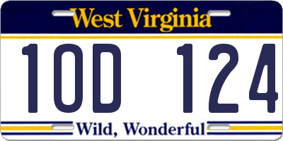 WV license plate 1OD124