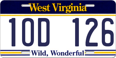 WV license plate 1OD126