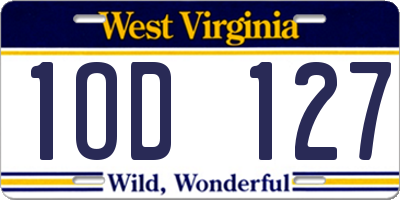 WV license plate 1OD127