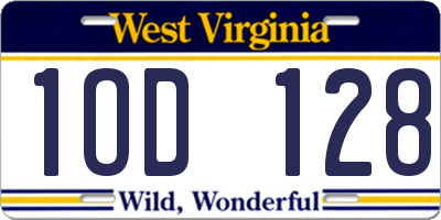 WV license plate 1OD128