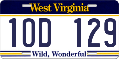 WV license plate 1OD129