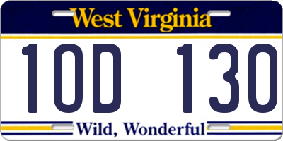 WV license plate 1OD130