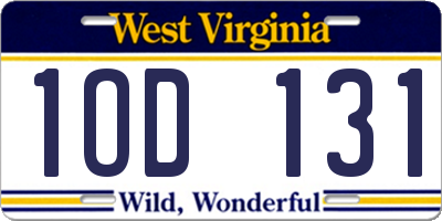 WV license plate 1OD131