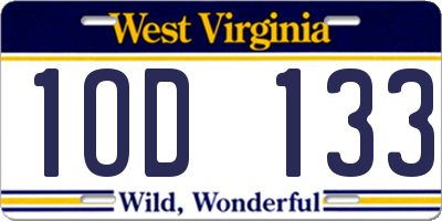 WV license plate 1OD133