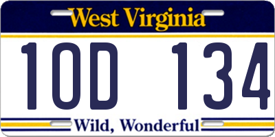 WV license plate 1OD134