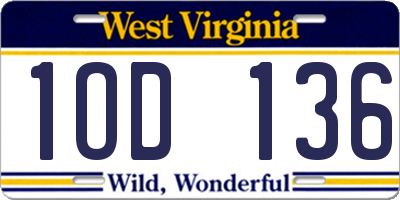 WV license plate 1OD136