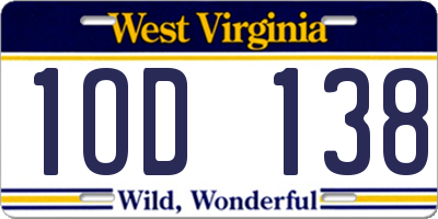 WV license plate 1OD138