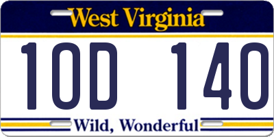 WV license plate 1OD140