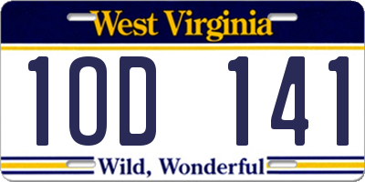 WV license plate 1OD141
