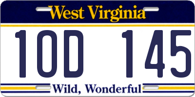 WV license plate 1OD145