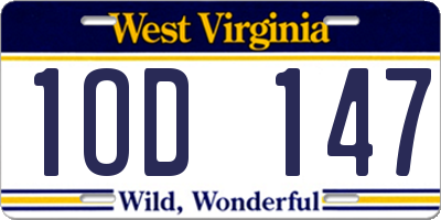 WV license plate 1OD147