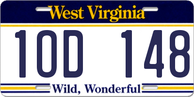 WV license plate 1OD148