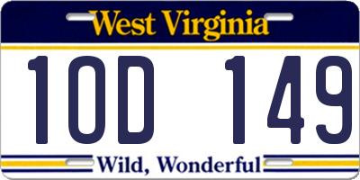 WV license plate 1OD149