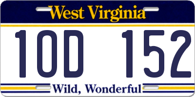 WV license plate 1OD152