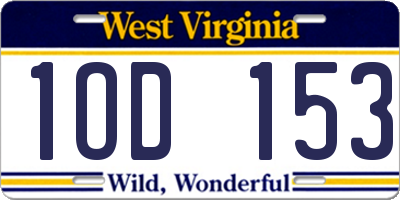WV license plate 1OD153