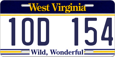 WV license plate 1OD154