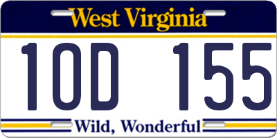 WV license plate 1OD155