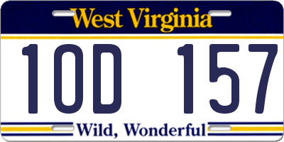 WV license plate 1OD157