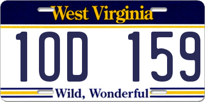 WV license plate 1OD159